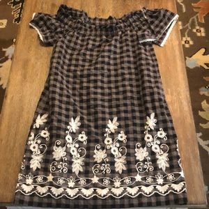 Uncle Frank XS black and brown dress with embroidered flowers